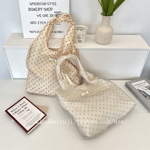 小白兔几 2025新款大容量慵懒风时尚欧根纱设计手提包休闲单肩包