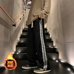 港风加绒加厚休闲卫裤男 冬季个性宽松百搭运动裤K154/P40图片