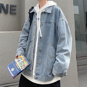 牛仔外套男潮流韩版宽松复古夹克男ins港风中性外套上衣W97/P55,牛仔和蛇精的搭配图片