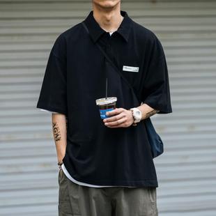 百搭贴标翻领T恤休闲潮流 日系潮牌CityBoy夏季 宽松polo衫 男士 短袖