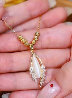 小众设计感转运珠猫眼石麦穗项链女轻奢高级感气质百搭锁骨链颈链