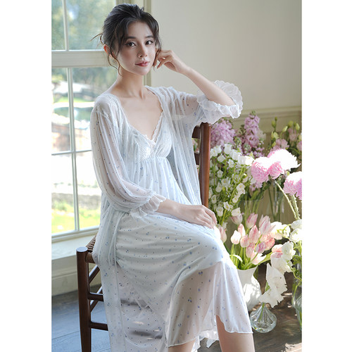 法式性感纯欲风吊带睡袍长睡裙夏