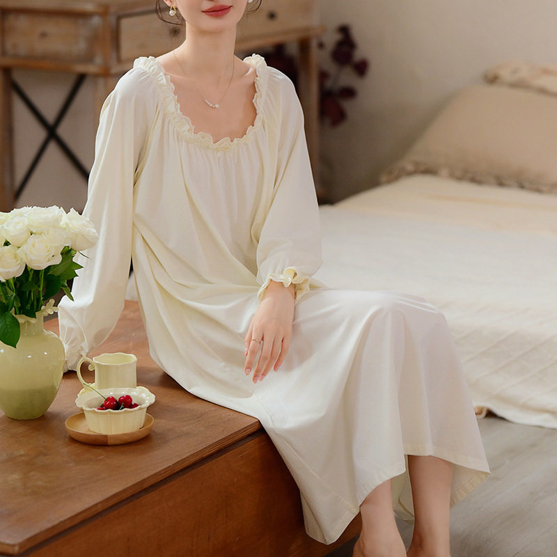 性感高级宫廷风法式公主睡裙女款长袖绝美仙女大码纯棉睡衣春秋季,女士内衣/男士内衣/家居服,睡裙,淘宝优惠券,粉丝福利购,淘宝优惠卷