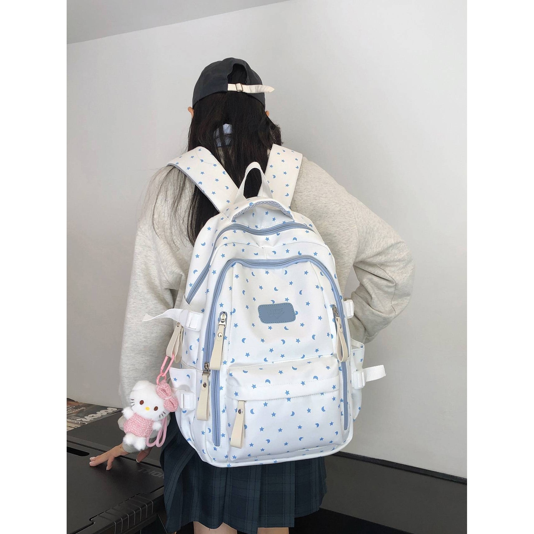 官方品牌文艺风初高中生百搭双肩包女2025新款简约小清新波点高颜,箱包皮具/热销女包/男包,双肩背包,淘宝优惠券,粉丝福利购,淘宝优惠卷