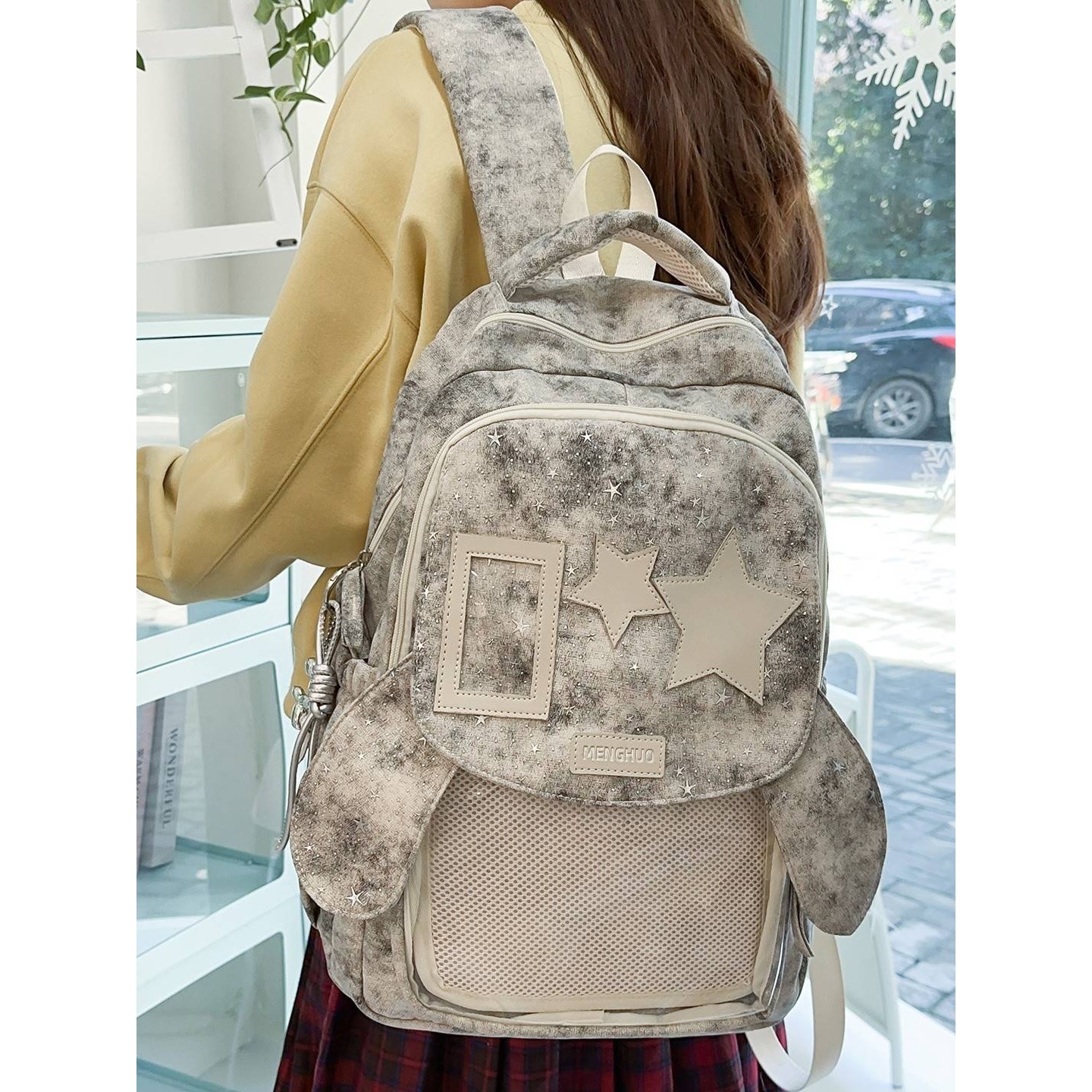 官方品牌新款原创渐变星星双肩包初高中古着感书包个性可爱耳朵可,箱包皮具/热销女包/男包,痛包,淘宝优惠券,粉丝福利购,淘宝优惠卷