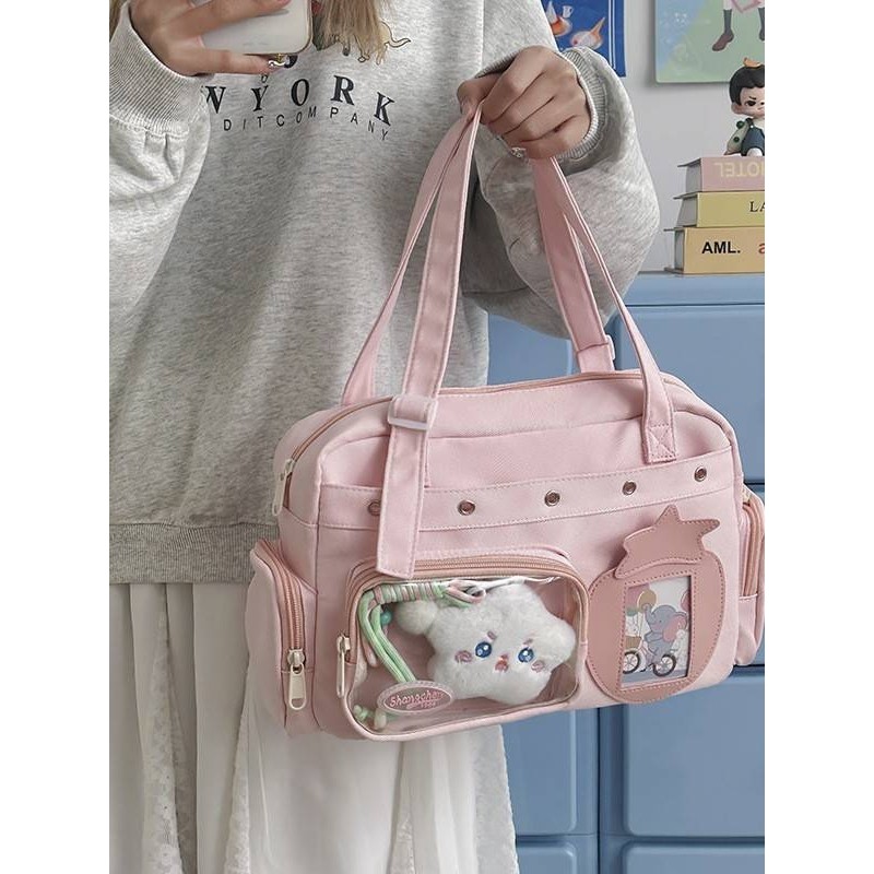 官方品牌新款二次元纯色大容量痛包日系粉色蝴蝶结日常轻便高颜值,箱包皮具/热销女包/男包,痛包,淘宝优惠券,粉丝福利购,淘宝优惠卷