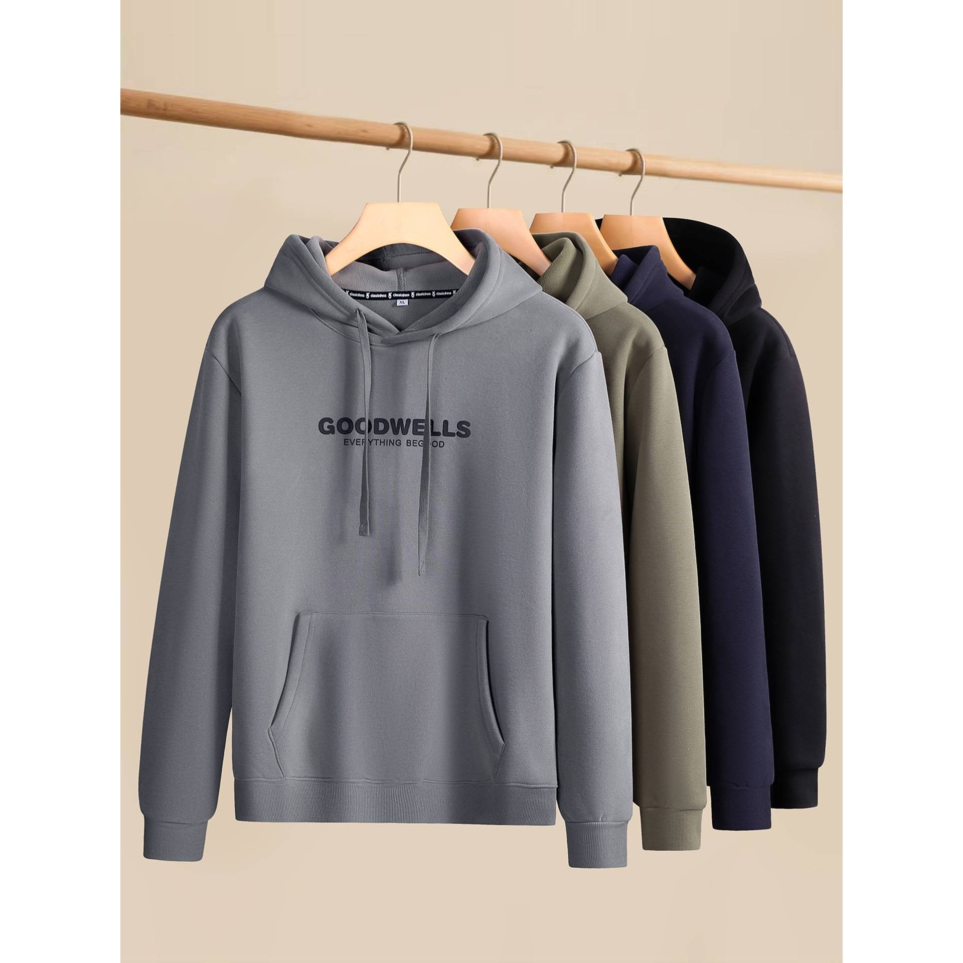 官方品牌大码男士加绒加厚运动卫衣2025秋冬新款保暖加肥加大宽松