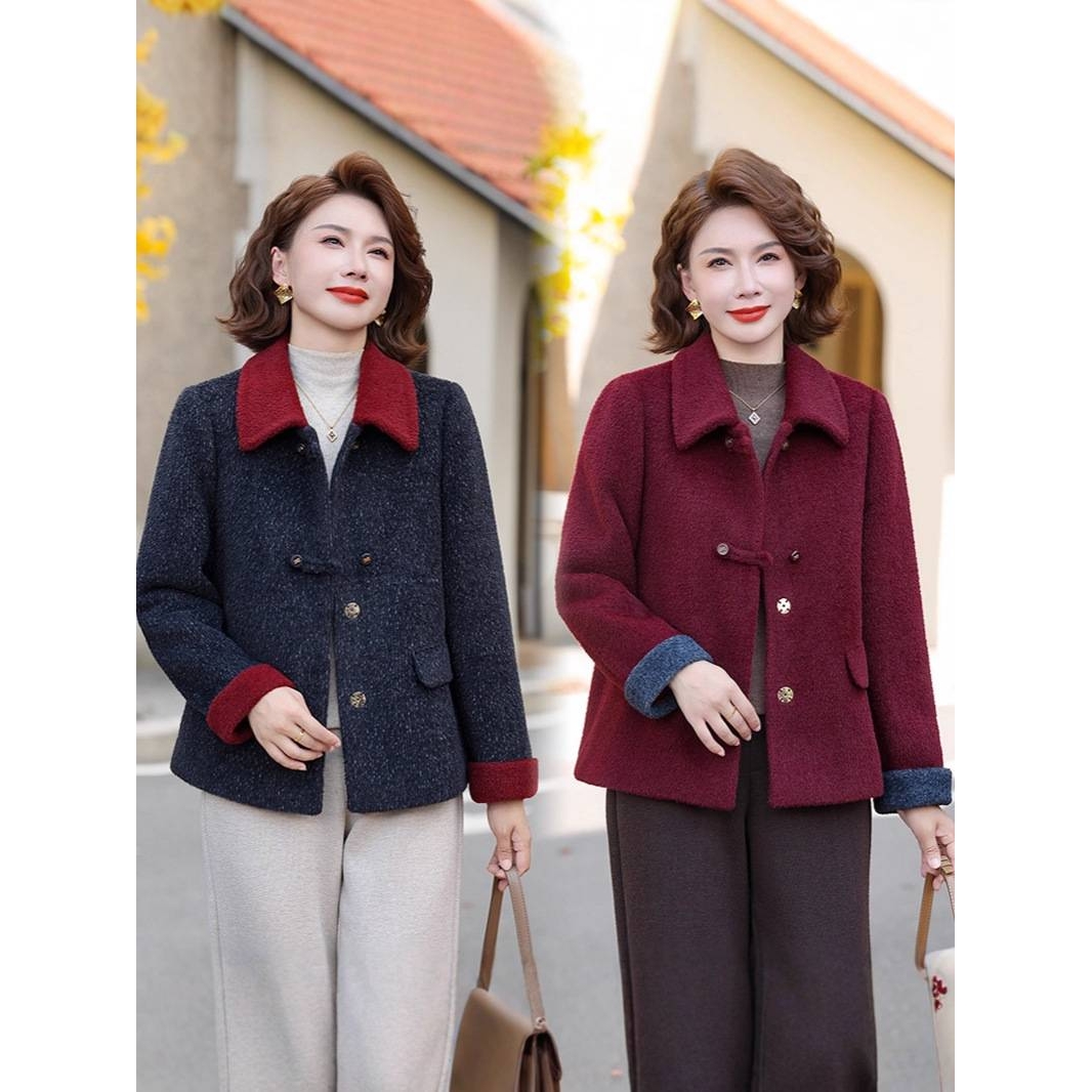 官方正品时尚新款中老年女装冬季毛呢大衣40-60岁宽松大码中年妈