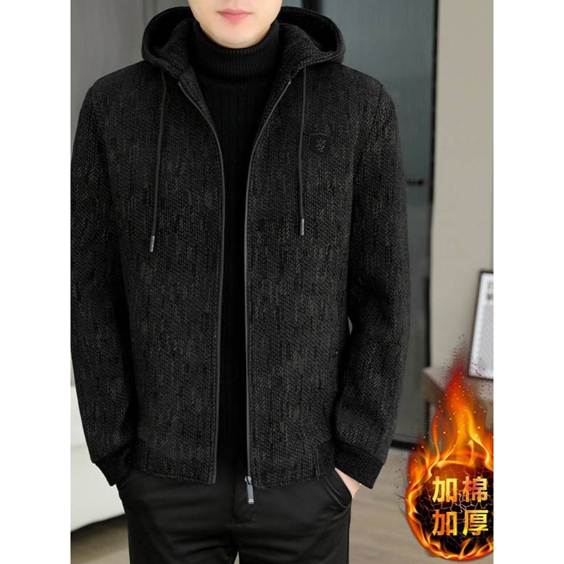 官方正品男士加厚连帽毛呢夹克2025秋冬新款男装青年时尚休闲潮流