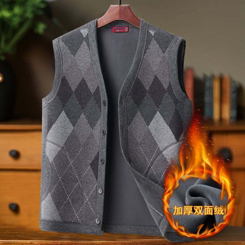 官方品牌2025时尚新款加绒加厚爸爸装马甲中老年秋冬季内穿外穿马