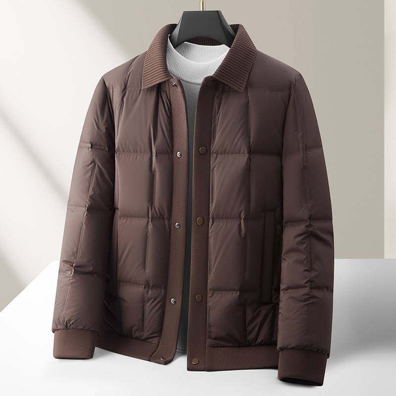 官方品牌2005冬季时尚针织翻领羽绒服男90%商务休闲保暖短青年男