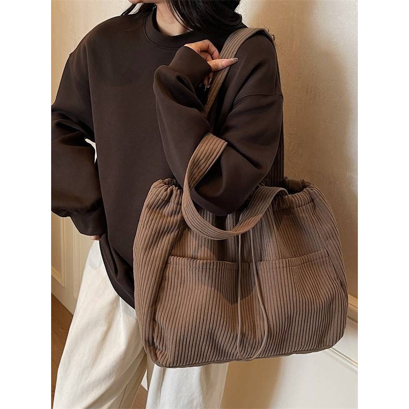 官方品牌新款日系复古绒布包手提包大容量腋下包上班通勤时尚抽绳,箱包皮具/热销女包/男包,托特包,淘宝优惠券,粉丝福利购,淘宝优惠卷