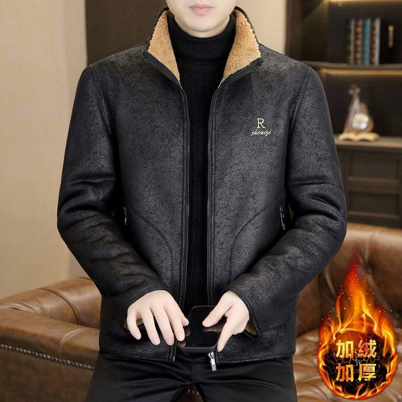 官方品牌2025新款男士立领夹克加绒加厚男士外套冬季时尚休闲保暖