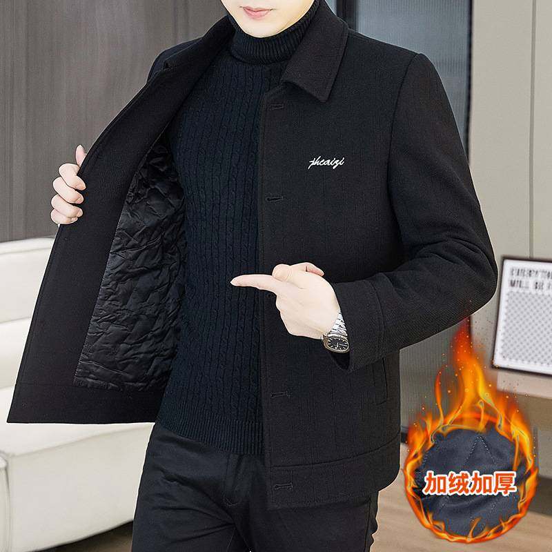 官方品牌2025秋冬季新款翻领加绒工装夹克男士青中年休闲百搭时尚