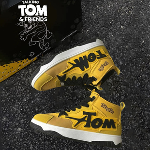 情侣款 子男女电母黄高帮板鞋 冬季 皮面运动鞋 会说话 潮鞋 汤姆猫鞋