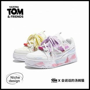 会说话的汤姆猫鸳鸯板鞋女2026春季新款情侣韩版涂鸦休闲运动潮鞋