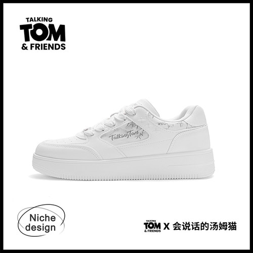 会说话的汤姆猫男鞋加绒小白鞋学生百搭板鞋2025冬季新款保暖棉鞋