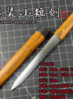 龙泉精师刀剑素剑百炼花纹钢一体锻打宝剑影视小剑道具兵器未开刃