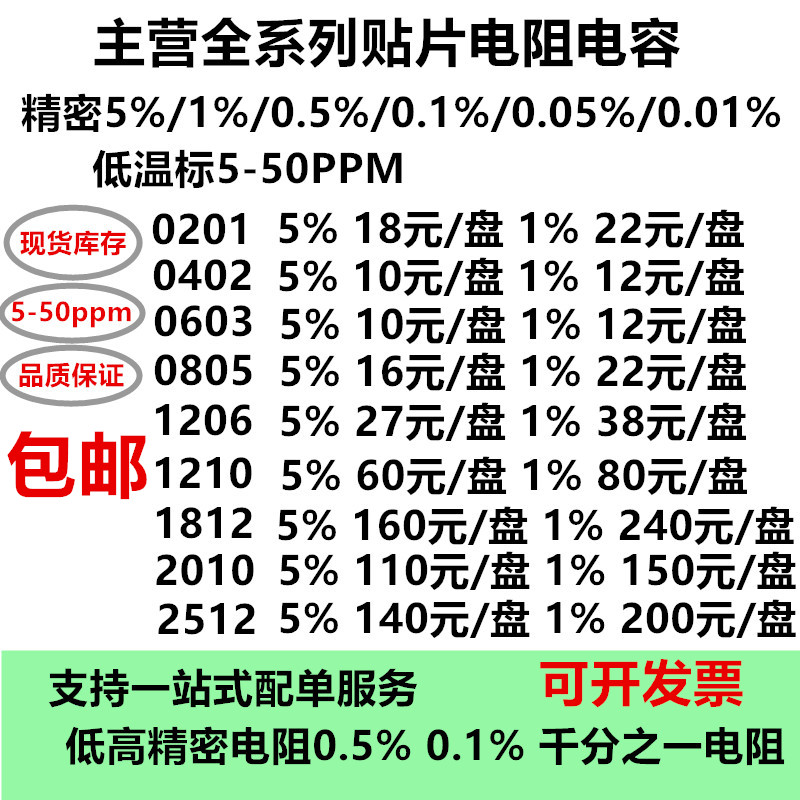 贴片电阻 电容 0201 0402 0603 0805 1206 1210 1812 2010 2512 电子元器件市场 电阻器 原图主图