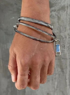 赛博未来感金属拉链项链男款