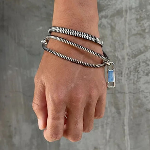 赛博未来感个性潮流金属拉链项链前卫设计感男款配饰情侣手链
