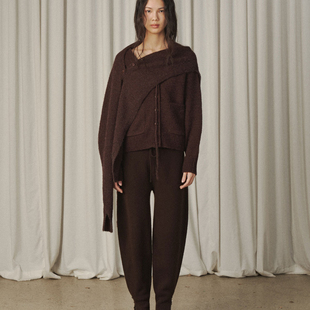 VERSO 25FW 秋冬韩国直邮现货买手店同款双孔线混合针织斜开衫