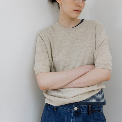 25FW moondal 买手店韩代直邮 圆领简约半针织上衣