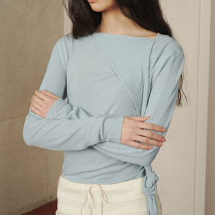 VERSO 25FW 秋冬韩国直邮买手店代购围巾领口纽扣后背系带叠穿T恤