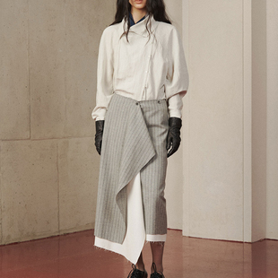 VERSO 25FW 秋冬韩国直邮买手店代购 双色拼接不规则剪裁裹身裙