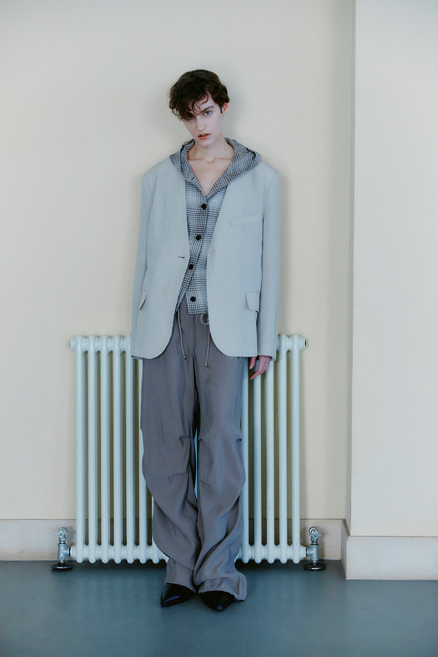 INSILENCE 设计师品牌韩代小众亚麻剪裁夹克西服外套