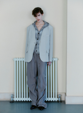 INSILENCE 设计师品牌韩代小众亚麻剪裁夹克西服外套
