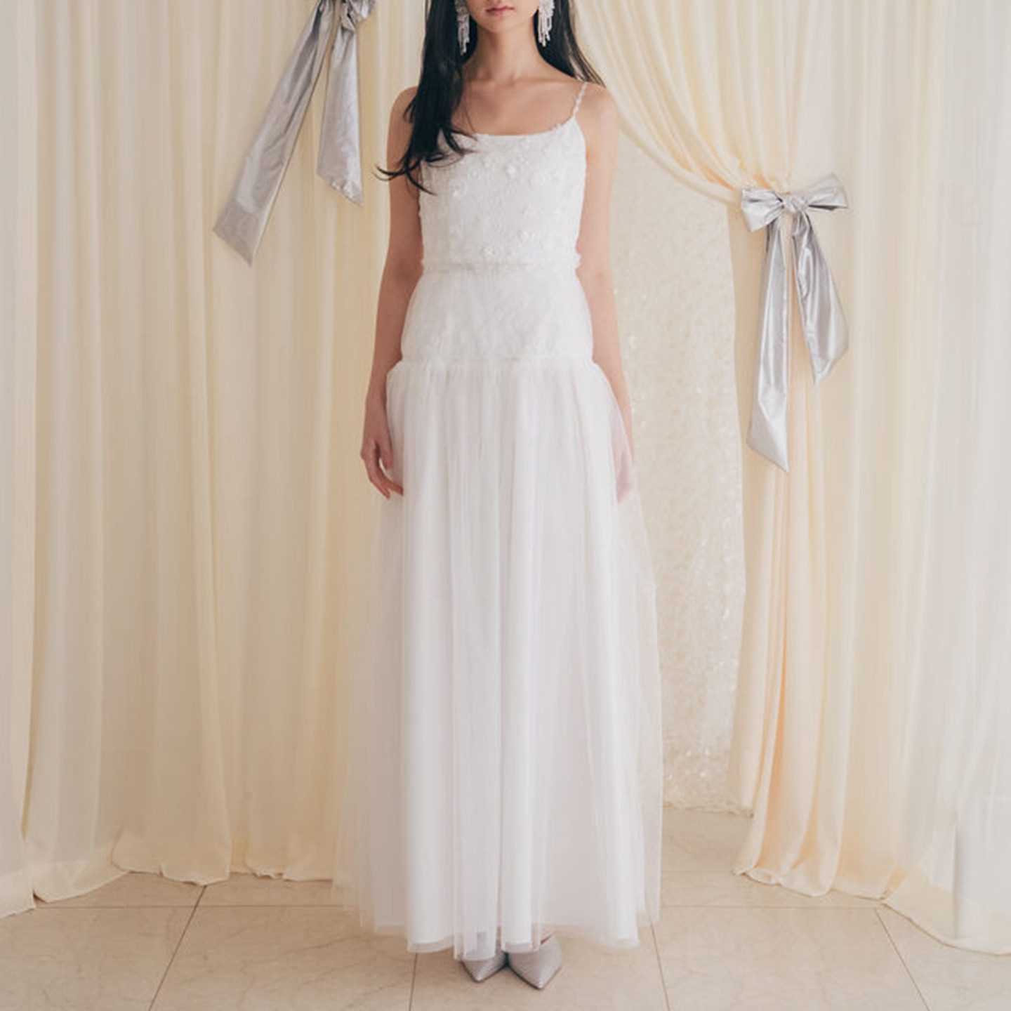 ganisong 26ss 买手店代购直邮 吊带抹胸花朵刺绣婚纱礼服连衣裙