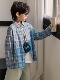 衬衣中大童时尚 男童衬衫 百搭宽松格子上衣韩版 儿童新款 2026春秋装