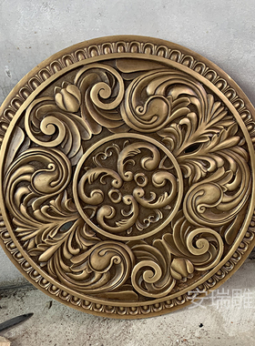 铜雕井圈 井盖 铸铜下水道井口欧式地砖浮雕装饰户外街道广场雕塑