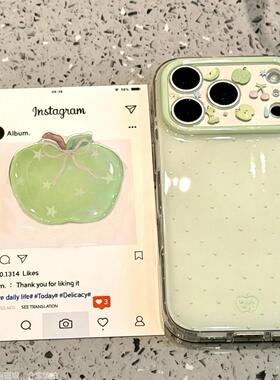 礼结青苹果适用iPhone17手机壳波点绿色水果苹果16防摔IMD境界壳