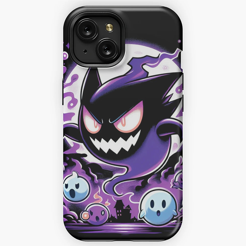 亮面菲林硬壳宝可梦手机壳适用15ProMax苹果14puls日系动漫iPhone13华为P70耿鬼vivo一加ace3小米12s软套oppo