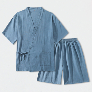 汗蒸服女款纯棉桑拿按摩足疗美容服浴场浴服男士开衫宽松居家睡衣