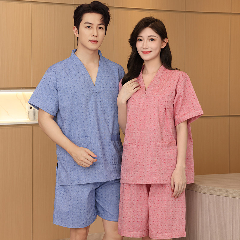 汗蒸服女款纯棉情侣套装大码男款足疗洗浴按摩桑拿服浴衣家居睡衣