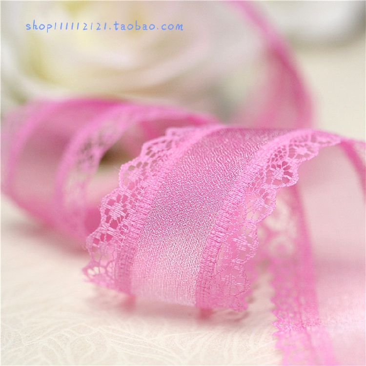 西瓜红雪纱蕾丝花边手工编织服装辅料DIY婚礼新娘窗边 2.9元一米