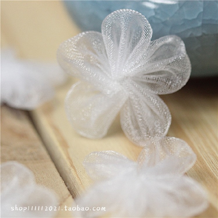 纯白色雪纱五瓣精致小花朵服装辅料头胸花diy手工配饰3元5枚
