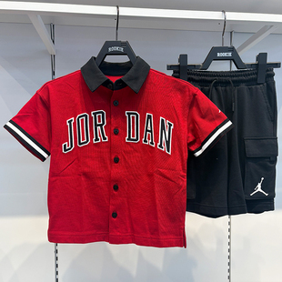 JORDAN乔丹正品25年夏季男女童时尚舒适针织开衫短袖JD2122065