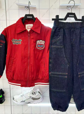 李维斯26年新年款男女童拼色棉服