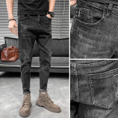 新款 潮牌春秋款 修身 小脚韩版 子男 牛仔裤 潮流休闲百搭弹力长裤 男士