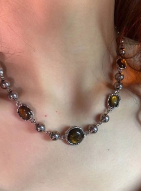 Last danse 复古棕猫眼石项链女波西米亚风轻奢小众项链饰品礼物