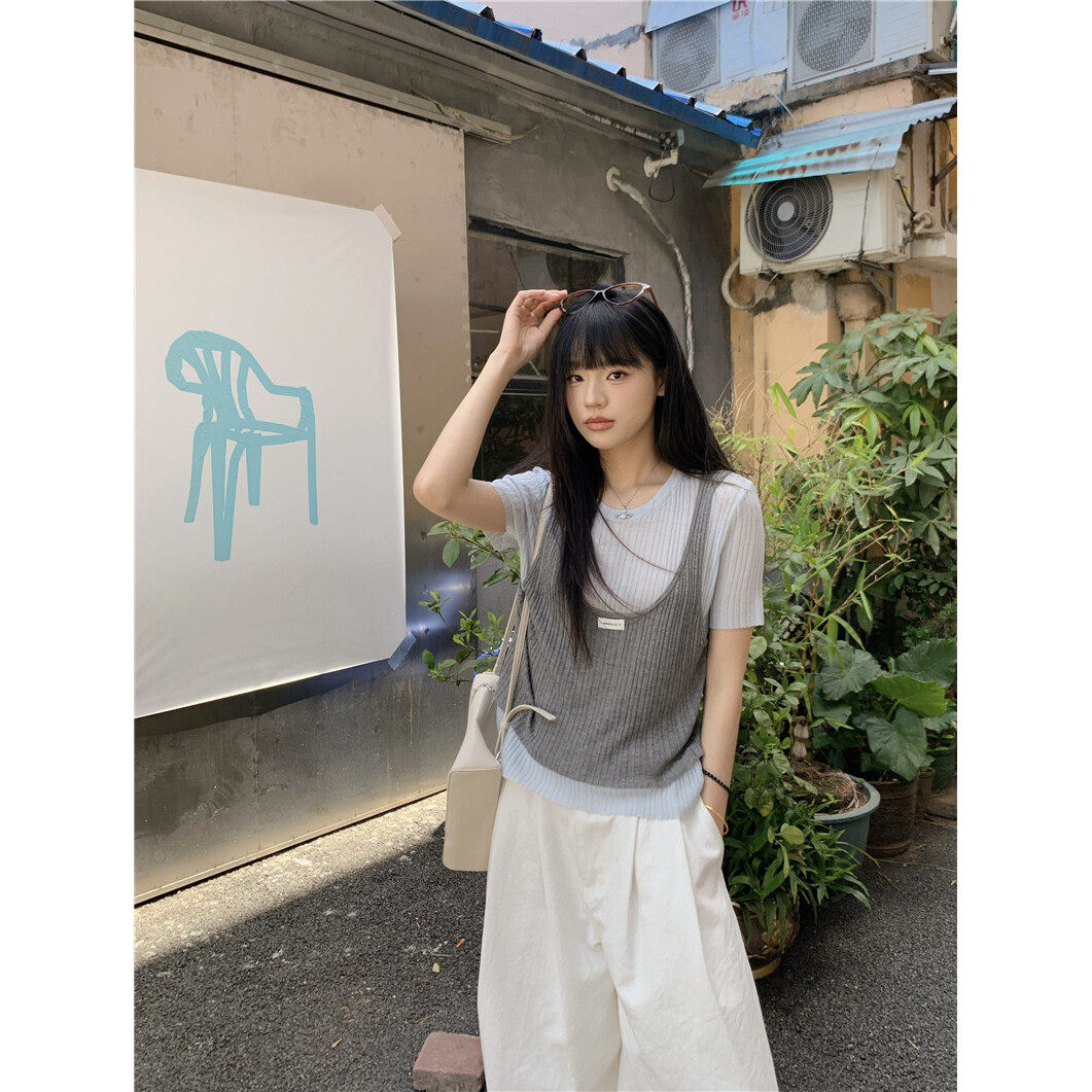 韩版松驰感宽松短袖T恤女套装