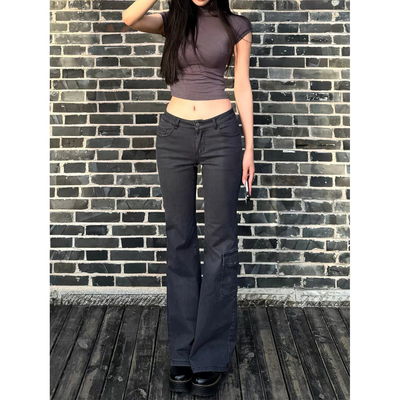 Last danse美式辣妹微喇工装裤女弹力修身显瘦显高马蹄裤牛仔裤