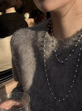 Last danse 人造珍珠项链女双层叠戴时尚锁骨链法式轻奢毛衣链