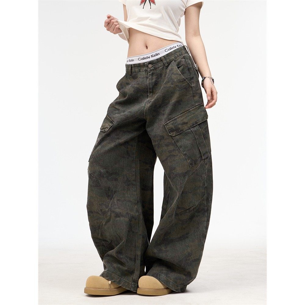 Last danse美式复古迷彩工装裤女2026春弯刀裤镰刀裤情侣休闲裤,女装/女士精品,休闲裤,淘宝优惠券,粉丝福利购,淘宝优惠卷