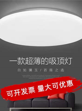 超薄圆形吸顶灯超亮LED透镜客厅灯卧室灯阳台过道简约现代全白灯
