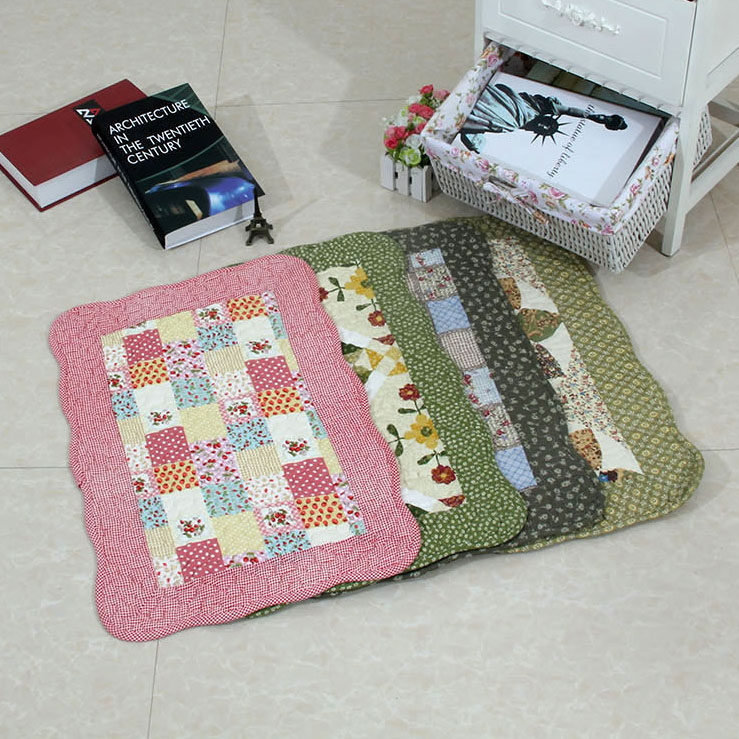 家用新款绗缝地垫防滑客厅布艺田园卧室垫子进门入门地垫机洗门口